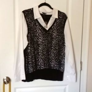 Sweater with blouse attached